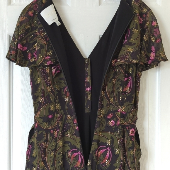 ett:twa by Anthropologie Brenda Boho Floral & Lurex Straight Wide Leg Jumpsuit 4 - Picture 15 of 15